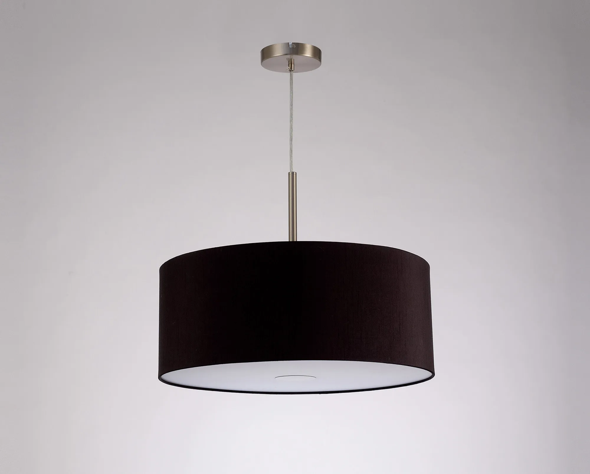 Baymont 50cm Pendant 1 Light Satin Nickel, Midnight Black/Green Olive, Frosted Diffuser DK0307  Deco Baymont SN BL/GR